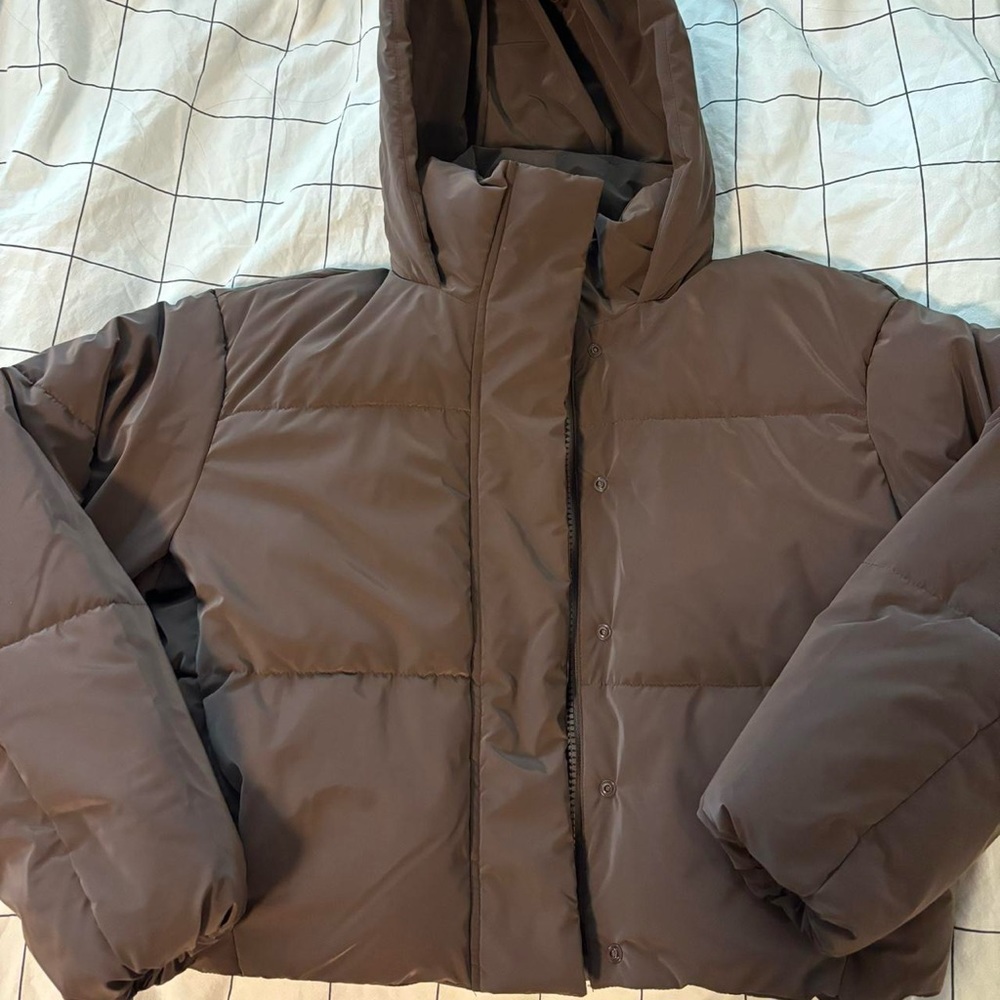Brown puffer coat